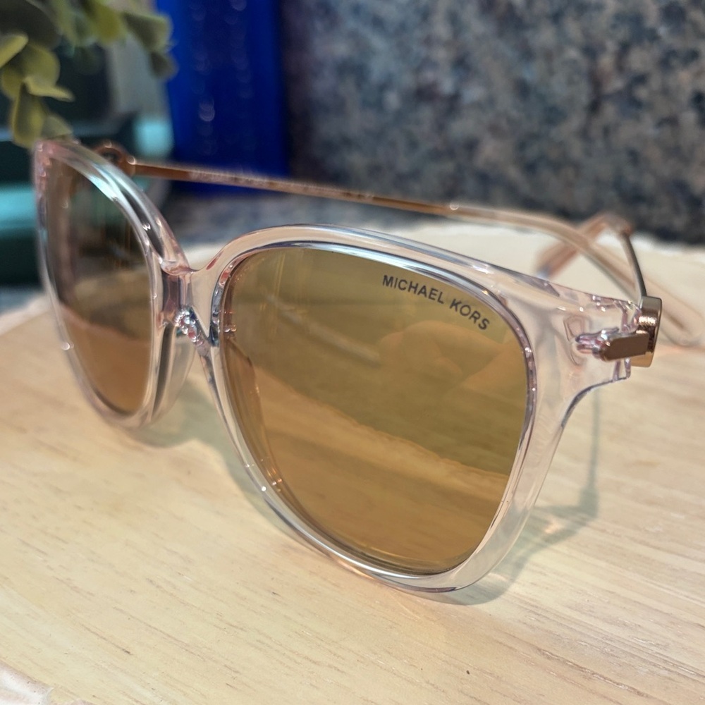 Michael Kors Transparent Sunglasses with Gold-Tinted Lenses - Picture 6 of 11